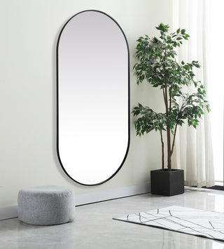 Metal Frame Oval Mirror 36x72 Inch in Black