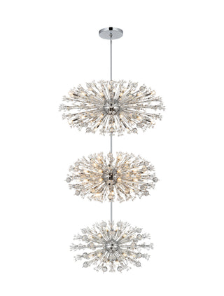 Vera 48 inch three tiers crystal starburst chandelier in chrome