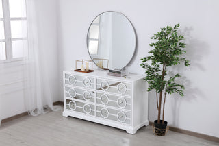 60 in. mirrored six drawer cabinet in white