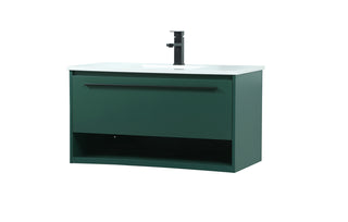 36 inch Single bathroom vanity in green