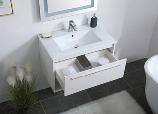 30 inch  Single Bathroom Floating Vanity in White