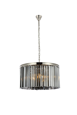 Sydney 8 light polished nickel Chandelier Silver Shade (Grey) Royal Cut Crystal