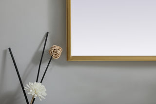 Metal Frame Arch Mirror 27x36 Inch in Brass