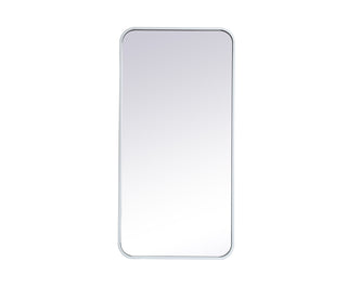 Soft corner metal rectangular mirror 18x36 inch in White