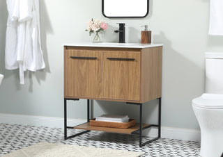 30 inch Single bathroom vanity in walnut brown