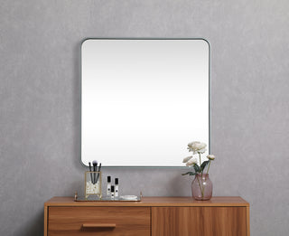 Soft corner metal square mirror 30x30 inch in Silver