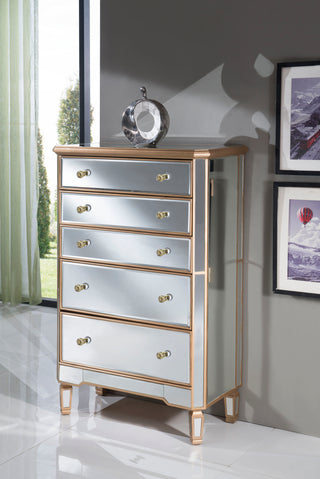 5 Drawer Cabinet 33 in. x 16 in. x 49 in. in Gold paint