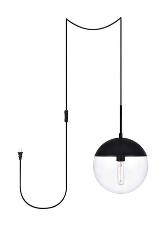 Eclipse 1 Light Black plug in pendant With Clear Glass