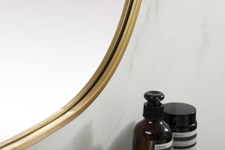 Metal Frame Oval Mirror 27x36 Inch in Brass