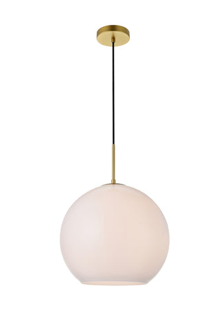 Baxter 1 Light Brass Pendant With Frosted White Glass