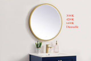 Pier 24 inch LED mirror with adjustable color temperature 3000K/4200K/6400K in brass