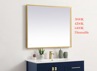 Pier 30x36 inch LED mirror with adjustable color temperature 3000K/4200K/6400K in brass