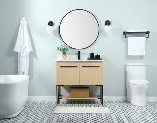 36 inch Single bathroom vanity in maple with backsplash