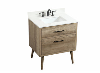 30 inch Single bathroom vanity in natural oak with backsplash