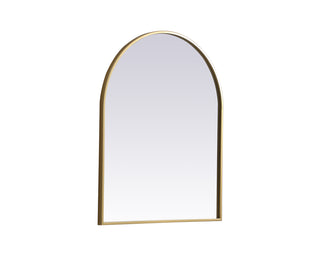 Metal Frame Arch Mirror 24x30 Inch in Brass