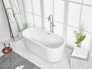 59 inch soaking roll top bathtub in glossy white