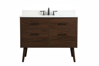 42 inch Single bathroom vanity in walnut with backsplash