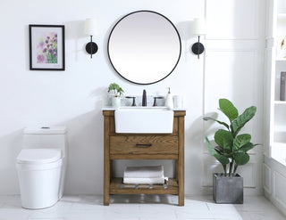 30 inch Single bathroom vanity in driftwood with backsplash