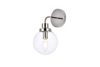 Hanson 1 light bath sconce in polished nickel with clear shade