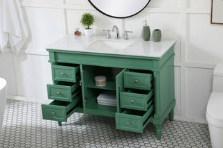 48 inch Single Bathroom vanity in vintage mint with ivory white engineered marble