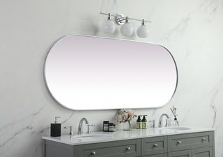 Metal Frame Oval Mirror 30x72 Inch in Silver