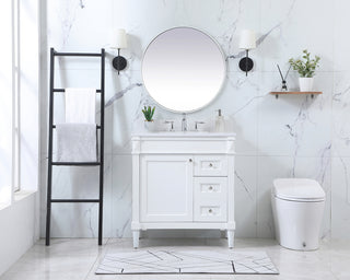 32 inch Single bathroom vanity in white with backsplash