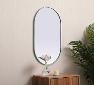 Metal Frame Oval Mirror 24x40 Inch in Silver