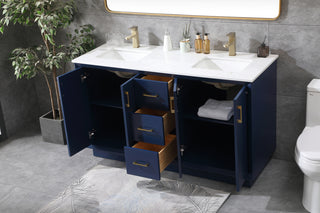 60 Inch Double Bathroom Vanity In Blue