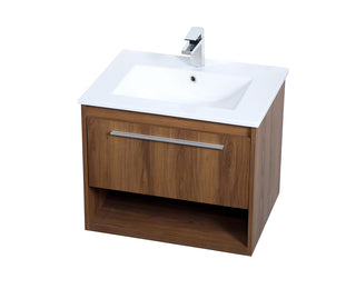 24 inch  Single Bathroom Floating Vanity in Walnut Brown