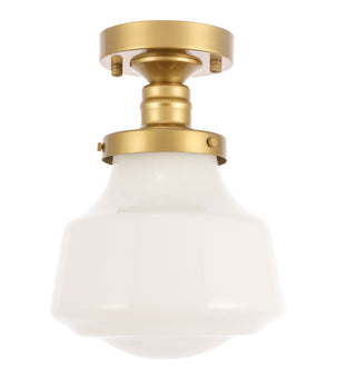 Lyle 1 light Brass and frosted white glass Flush mount