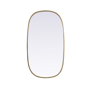 Metal Frame Oval Mirror 20x36 Inch in Brass