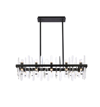 Serena 36 inch crystal rectangle chandelier in black