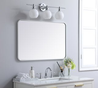 Soft corner metal rectangular mirror 24x36 inch in White