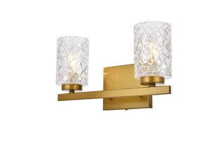 Cassie 2 lights bath sconce in brass with clear shade