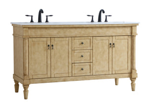 60 inch Double Bathroom Vanity in Antique Beige