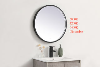 Pier 24 inch LED mirror with adjustable color temperature 3000K/4200K/6400K in black