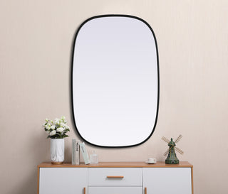 Metal Frame Oval Mirror 24x36 Inch in Black