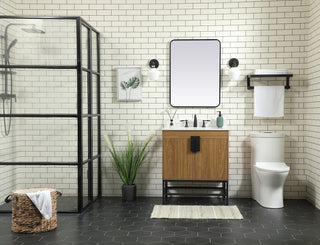 30 inch Single bathroom vanity in walnut brown with backsplash