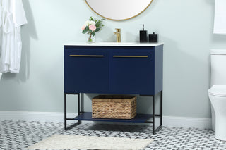 36 inch Single bathroom vanity in blue