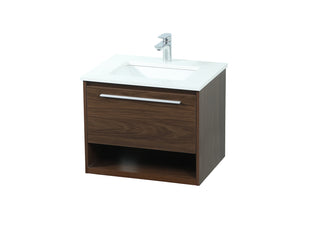 24 inch Single bathroom vanity in walnut