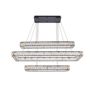 Monroe 50 inch LED triple rectangle pendant in black