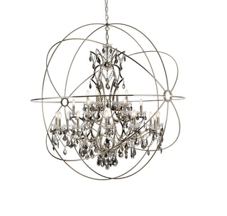 Geneva 25 light polished nickel Chandelier Silver Shade (Grey) Royal Cut crystal