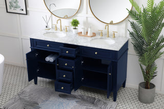 60 inch double bathroom vanity in blue