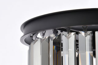 Sydney 3 light Matte Black Flush Mount Silver Shade (Grey) Royal Cut Crystal