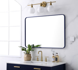 Soft corner metal rectangular mirror 27x40 inch in Blue