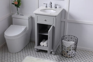 19 inch Single Bathroom vanity in light grey with ivory white engineered marble