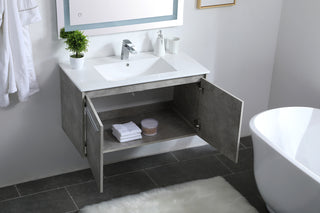 36 inch  Single Bathroom Floating Vanity in Concrete Grey