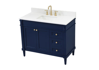 42 inch Single bathroom vanity in blue with backsplash