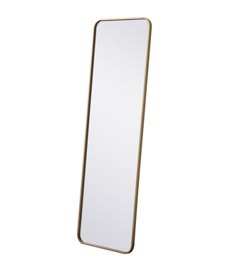 Soft corner metal rectangular mirror 18x60 inch in Brass