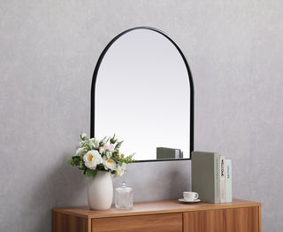 Metal Frame Arch Mirror 30x30 Inch in Black